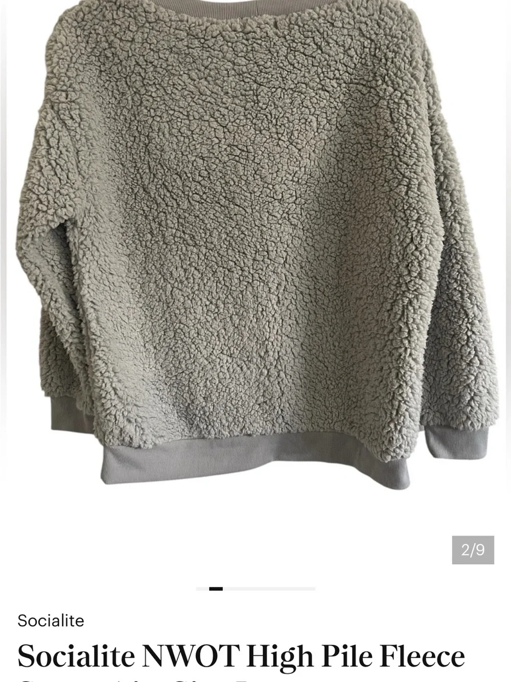 Socialite NWOT High Pile Fleece Sweatshirt Size Large